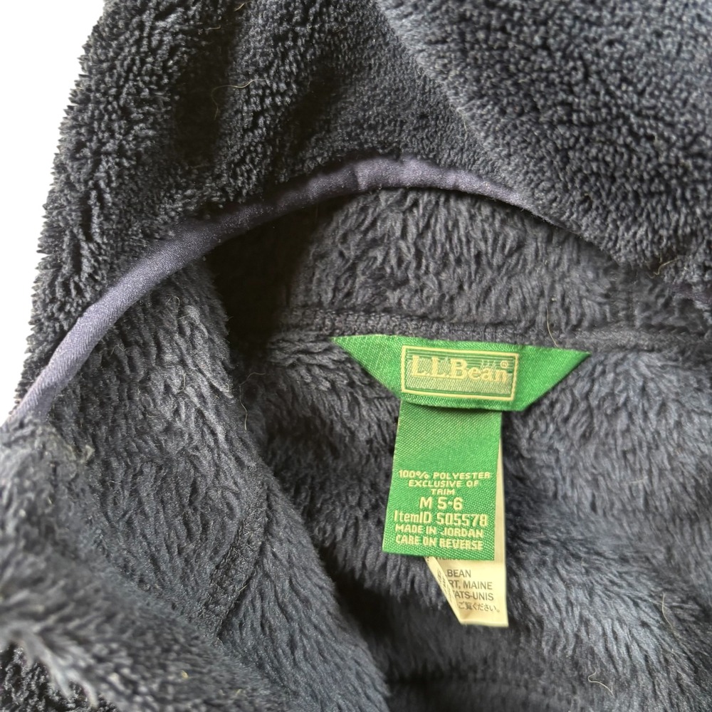 VTG LL Bean Kids Blue High-Pile Fleece Full Zip Hooded Jacket Size M 5/6 Hiking - Picture 4 of 8